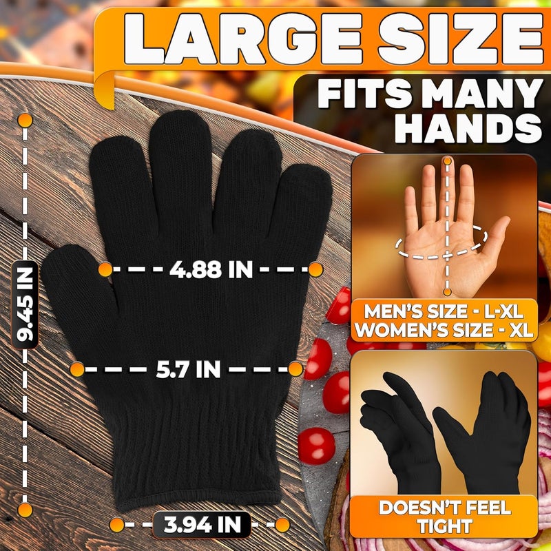 V TOWER Heat Resistant Gloves – Aramid Oven Gloves with Fingers for Cooking & Grilling, Lightweight BBQ Gloves with Cotton Lining, Non-Slip, 9.45"x3.94" Kitchen Mitts for Baking & Frying, Great Gift for Chefs - Image 2